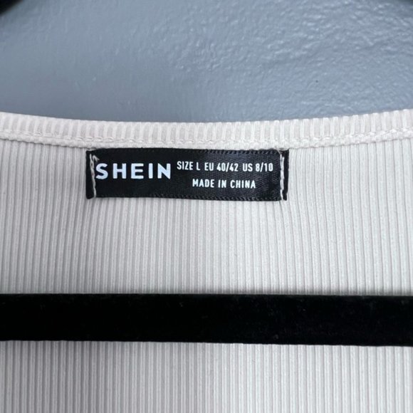 Shein Long Sleeve Ribbed Body Con Dress - Large in Cream - Picture 5 of 6